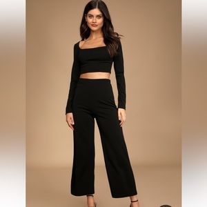 Chic Night Out Black Long Sleeve Two-Piece Jumpsuit